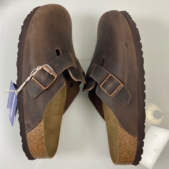 Birkenstock Size 40 M7 W9 Boston BS Soft Footbed Leather Clogs Dark Brown NEW - Picture 9 of 11